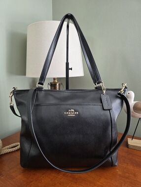 Coach F34497 Top Zip Tote Black Crossgrain Leather Bag